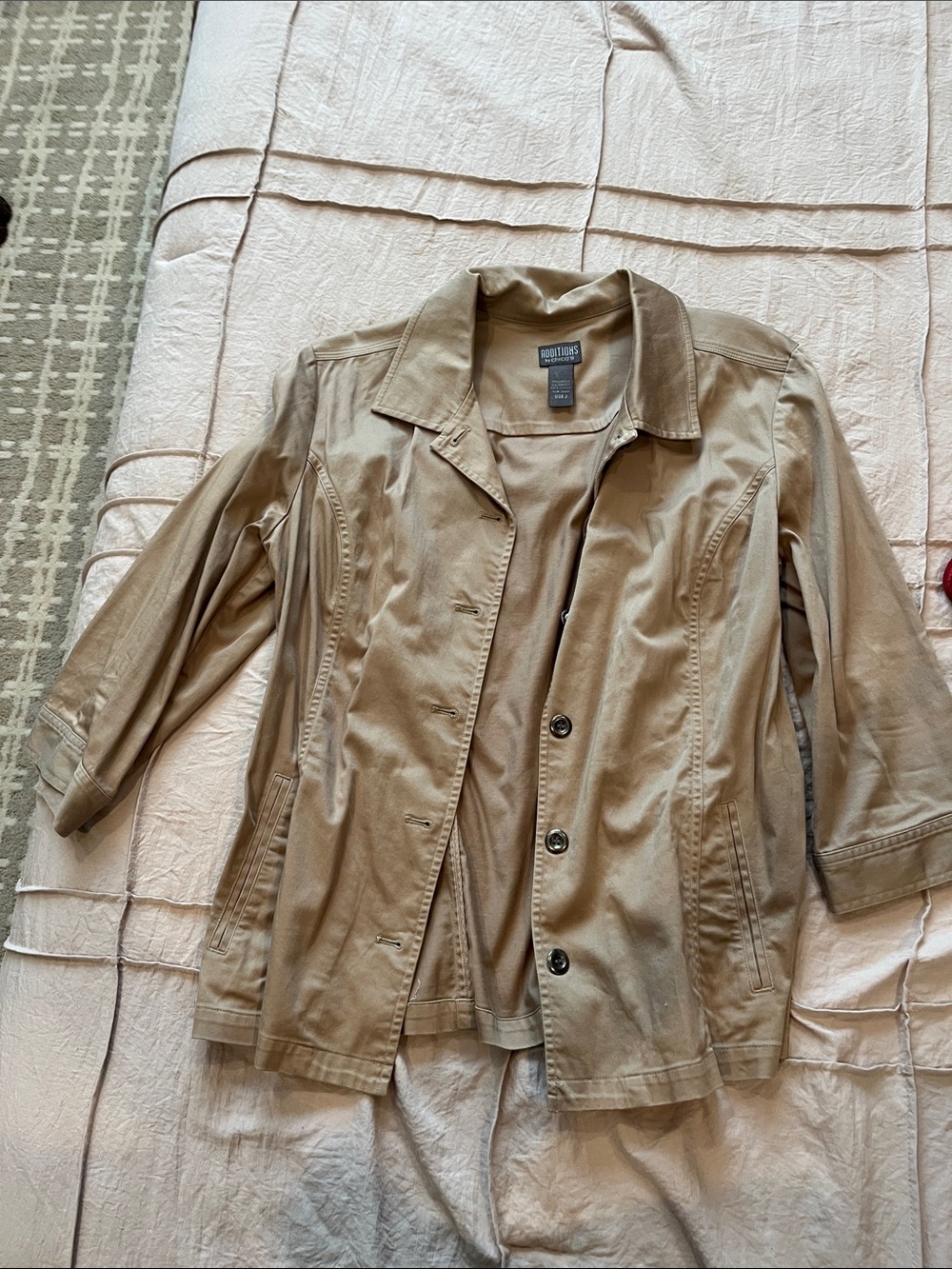 Chico's Women's Khaki Button-Front Trench Jacket